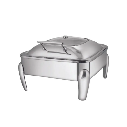 Square glass lid chafing dish with alloy legs 20047