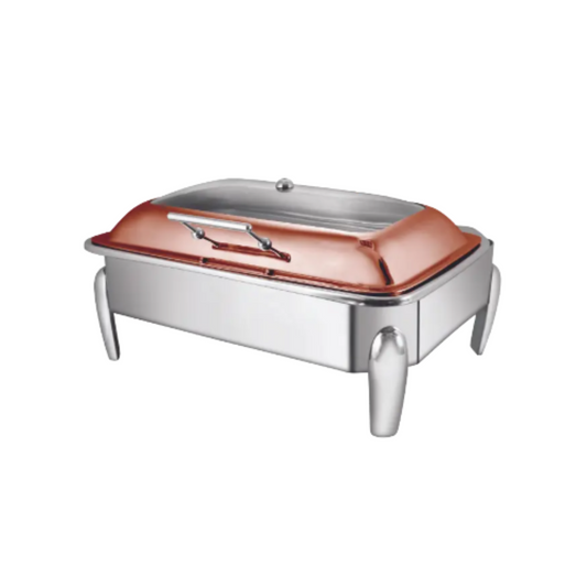 Rectangle rose gold glass lid chafing dish with alloy legs 20052
