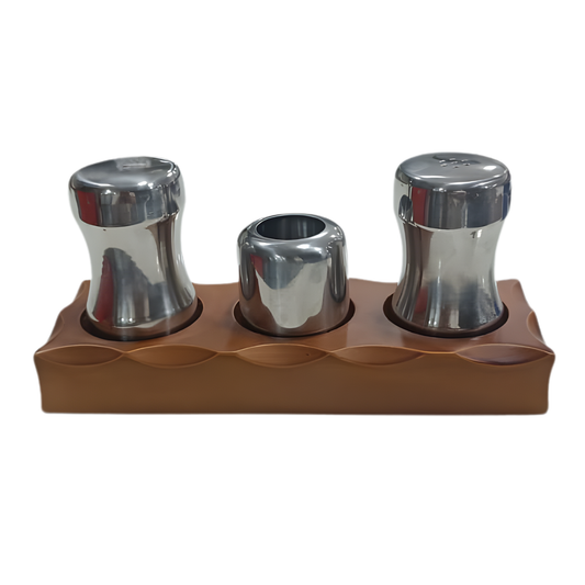 Salt , Pepper & Toothpick Holder Set With Wooden Base