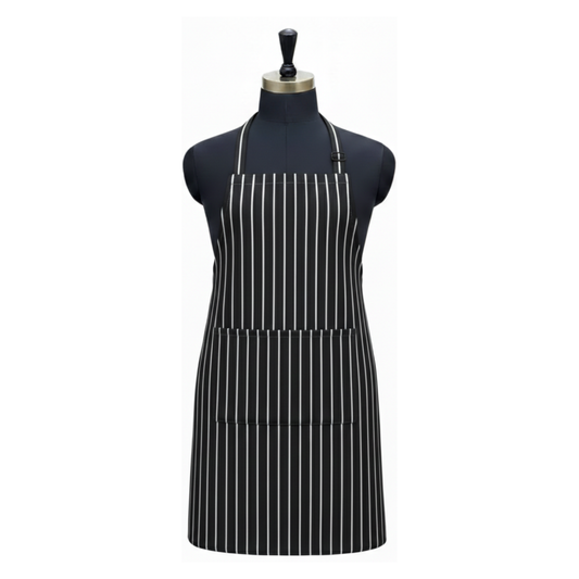 Full Apron Big With Black n White Stripe