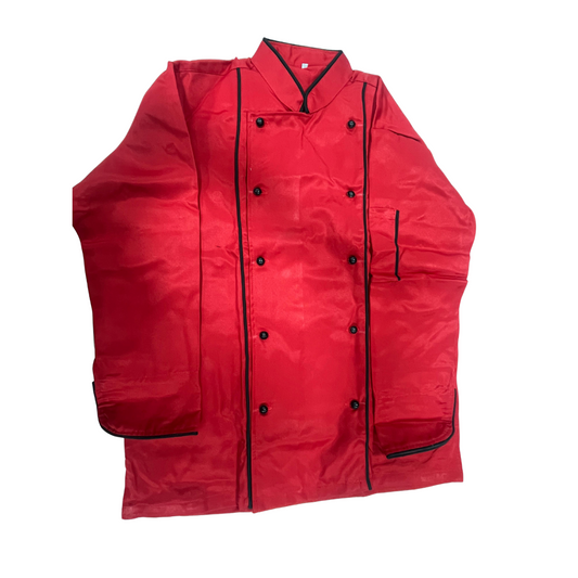Chef Coat Red With Black Piping