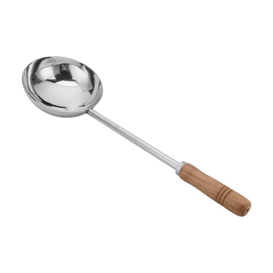 SS LONG LADDLE WITH WOODEN HANDLE