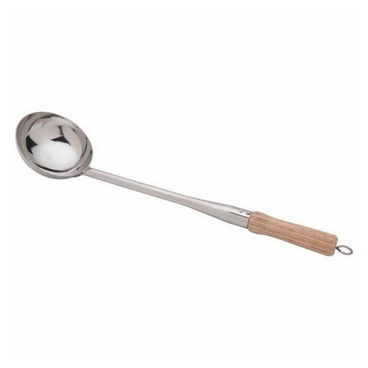SS TAPER LADDLE WITH WOODEN HANDLE