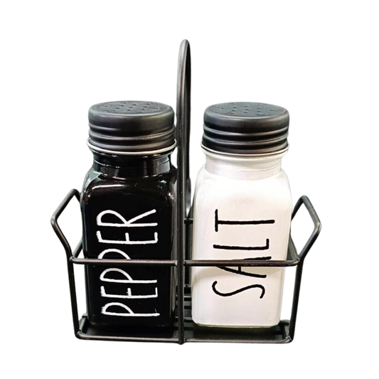 Salt & Pepper With Stand White + Black